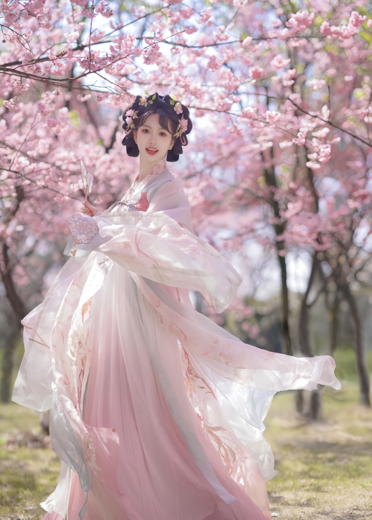 Hanfu cherry blossoms,Wuhan cherry blossoms, traditional Hanfu