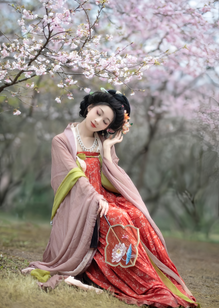 Hanfu cherry blossoms,Wuhan cherry blossoms, traditional Hanfu